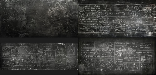 A panoramic, faded chalkboard background, the remnants of writings and drawings lightly erased but still visible,, and moments of inspiration left to linger. 32k, full ultra hd, high resolution