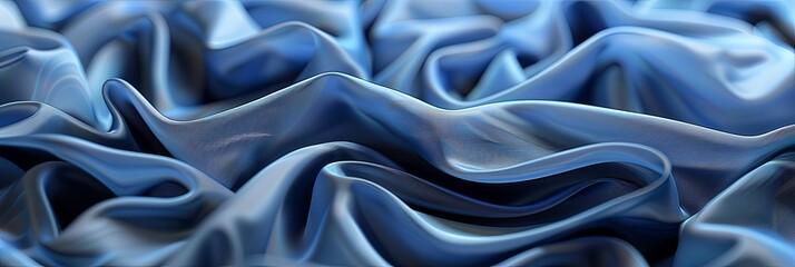 Obraz premium Luxurious Blue Fabric Folds Depth Fashion Wallpaper