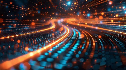 An abstract representation of advanced tech with sharp edges and glowing halos