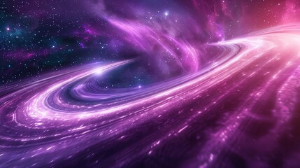 Kylin's rapid travel through the galaxy was a mesmerizing experience, surrounded by a shimmering purple glow. - obrazy, fototapety, plakaty