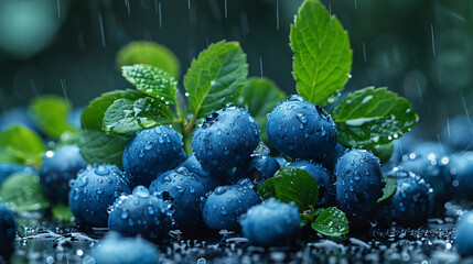 Blueberries in the rain