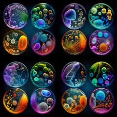 Laboratory petri dish bacteria grow. Generative AI,