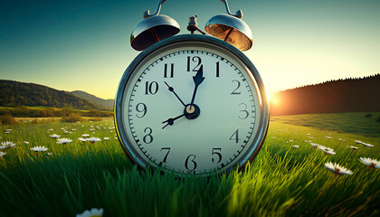 summer time concept to translate clocks. Generative AI,