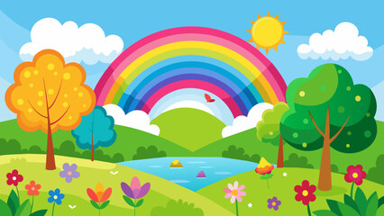 Obraz na płótnie Canvas landscape with rainbow
