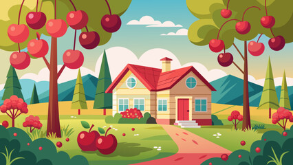 apple tree and house