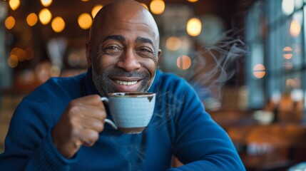 Man with a Warm Coffee Mug - Powered by Adobe