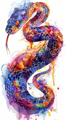 Snake design in vivid multicolor style isolated