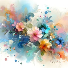 Fototapeta na wymiar Explosion of Spring: Colorful Floral Abstract 