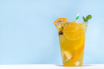 Orange coconut lemonade mojito drink