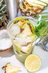 Pineapple coconut lemonade mojito drink