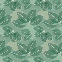 seamless pattern with green leaves on green background, abstract natural leaf design, abstract graphic ornament, ideal for fashion, textiles and paper design, summer spring print