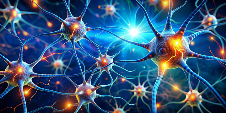 Neurons sending brain activity firing biology electrical nerve signal neurotransmitter chemical receptor cell dendrite neural medical surgery