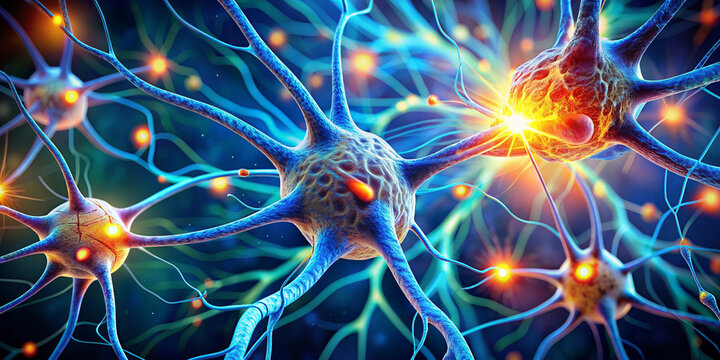 Neurons sending brain activity firing biology electrical nerve signal neurotransmitter chemical receptor cell dendrite neural medical surgery