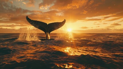 Humpback whales perform tail throws in the Pacific