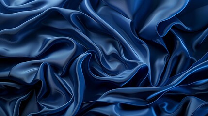 Fototapeta premium Luxurious Blue Fabric Folds Depth Fashion Wallpaper