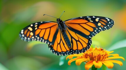 An image of a lone monarch butterfly, surrounded by nature