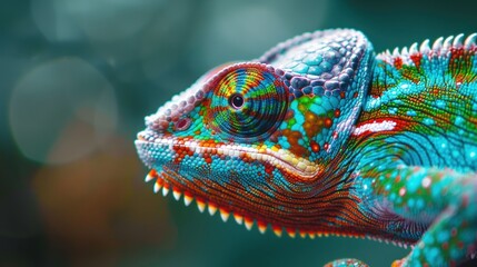 macro photo colored chameleon nature