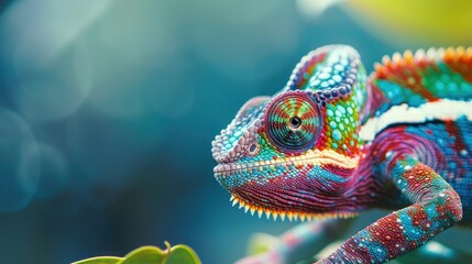 macro photo colored chameleon nature