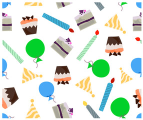 Hand drawn seamless vector pattern. Birthday symbols  vector.  Design for fashion , fabric, textile, wallpaper , wrapping and all prints.  Hand drawn seamless vector pattern. Background abstract art.