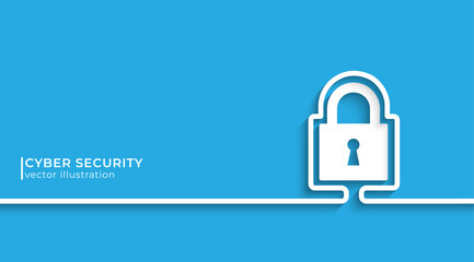 Cyber security line icon with silhouette. Secure service, protect data, internet safety. Line vector illustration modern design for template design, business infographic, web, brochure and banner.