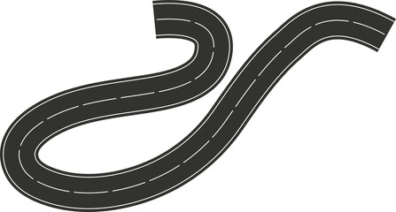 Highway asphalt road curve white markings. Design element