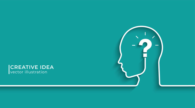 Human head icon silhouette with question mark as conceptual symbol. innovation and creative idea concepts. Vector illustration design for template design, business, web, brochure and banner.