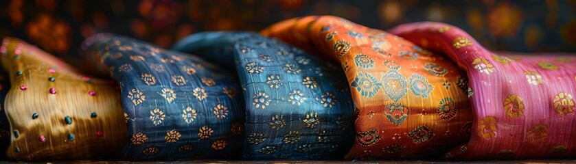 A Bangladeshi Sharee, with its handloom fabrics and traditional motifs, showcasing the artistic legacy of the region - obrazy, fototapety, plakaty