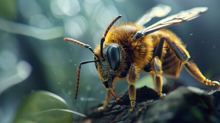 macro photo solitary bee natural