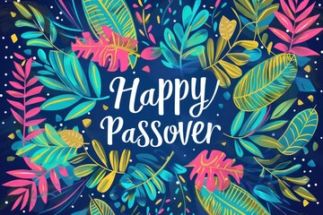 Happy Passover banner template. Happy Passover inscription. Jewish holiday colorful background. Pesach celebration concept.