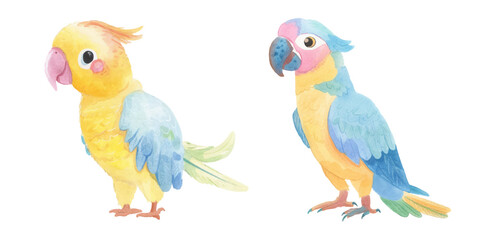 cute parrot watercolor vector illustration © Finkha