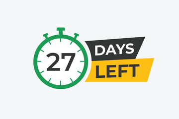 27 days to go countdown template. 27 day Countdown left days banner design. 27 Days left countdown timer
 - obrazy, fototapety, plakaty
