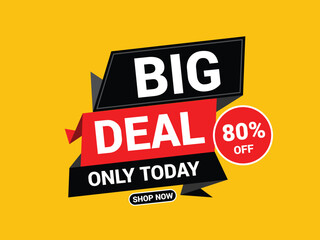 Big Deal Banner Template Design. Sale and Discount. Sale Banner, Vector Illustration.
