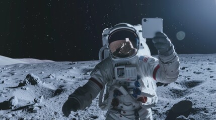 Astronaut Taking a Moon Selfie