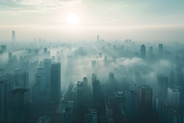 Fototapeta na wymiar Big city in the fog