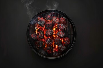 Grill Filled With Dices on Black Surface