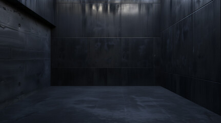 Empty abstract industrial concrete interior. Concrete floor and dark room
