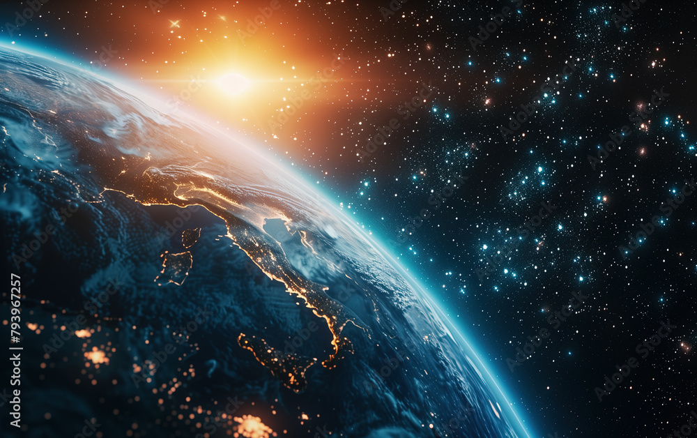 Canvas Prints the earth in space,created with generative ai tecnology.