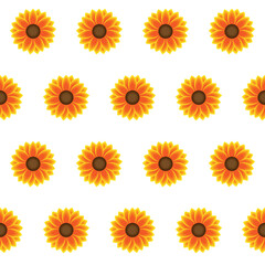 Seamless pattern with vibrant Sunflower on a transparent background. Simple repeating pattern for wrapping paper, gift paper, baby textiles, pillows or other backgrounds. Vector illustration