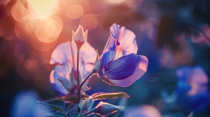 Macro image of butterfly pea flower with backlight