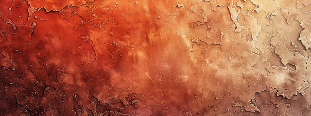 A detailed view of a cracked, textured surface in red and orange hues.
