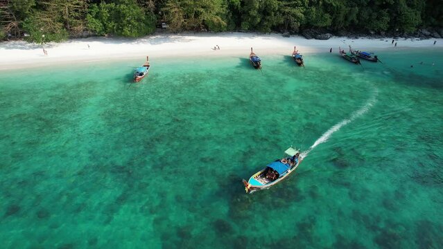 Aerial view of monkey beach in Koh Phi Phi island in Krabi, Thailand