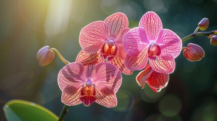 Orchid macro photo has back - obrazy, fototapety, plakaty