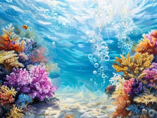 Fototapeta na wymiar Colorful Underwater SceneVibrant Coral Reef in Summer Ocean Settings