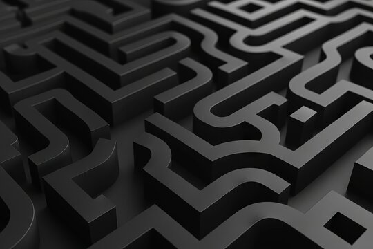 abstract folded black paper maze stylish 3d background rendering