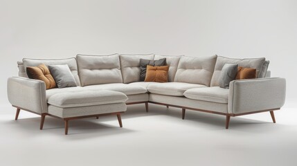 Isolated eco-friendly corner sofa in a minimalist design, perfect for modern, space-saving living areas
