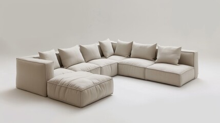 Isolated eco-friendly corner sofa in a minimalist design, perfect for modern, space-saving living areas