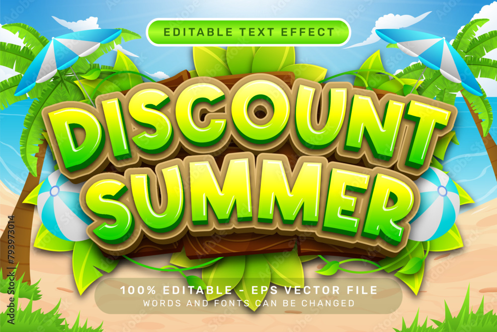 Poster 3d text effect and editable text effect with a beach background
