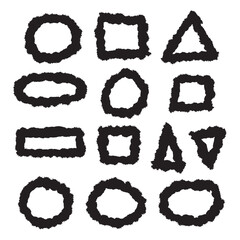 Grunge artistic brush strokes set. Vector paintbrush set. Dirty texture boxes, frames and stickers