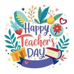 colorful graphics with modern inscription happy teachers day