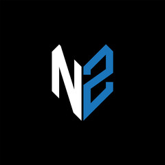 NZ letter logo design on Black background. NZ creative initials letter logo concept. NZ letter design.
